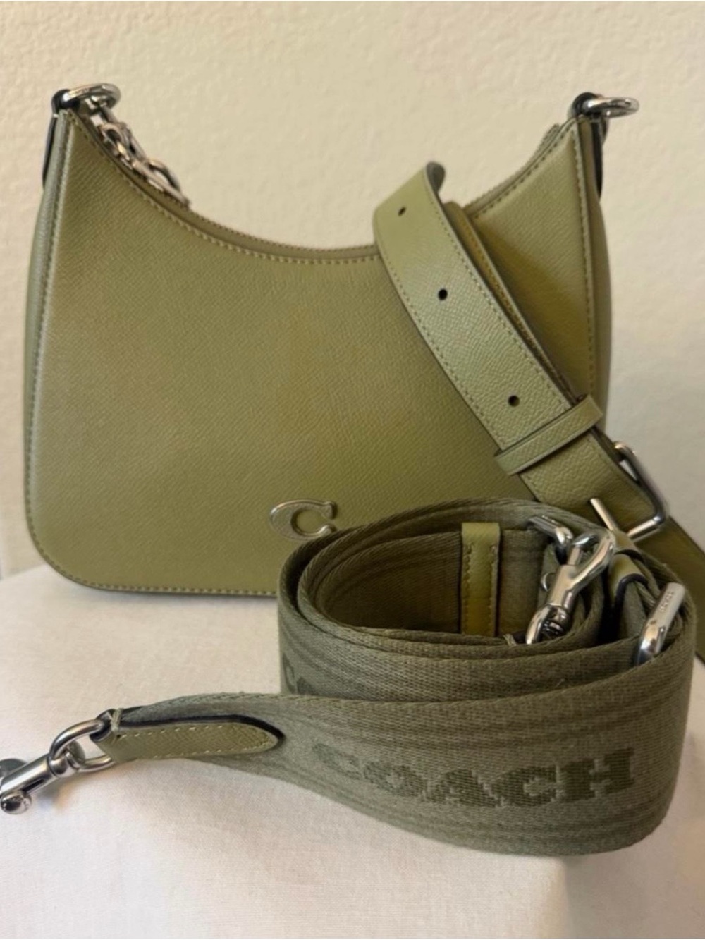 Coach Olive Green Crossbody with Removable Logo Strap